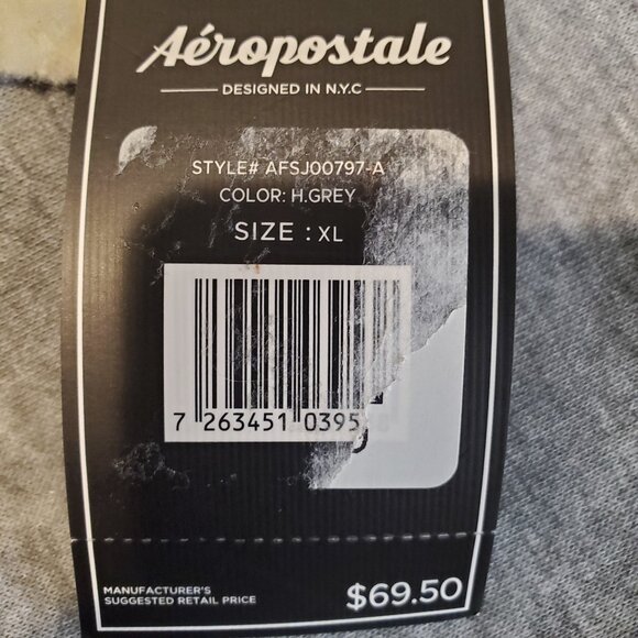 NEW AEROPOSTALE SZ XL Men's Cozy Fleece-lined Jogger Sweatpants - Heather Gray - Picture 9 of 11